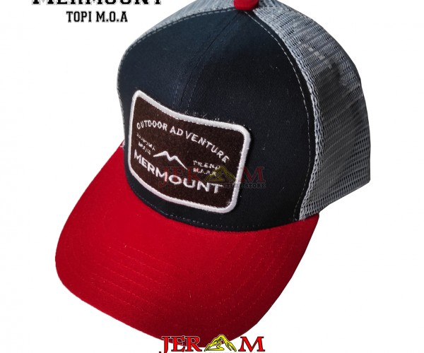 Mermount Adventure Topi Emblem Navy Merah Topi Trucker Caps